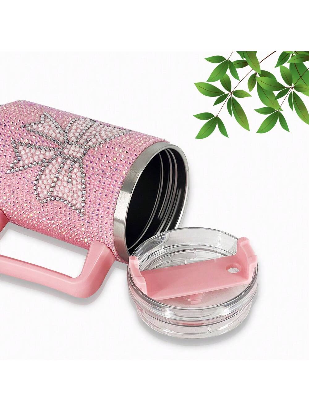 1pc 40oz/30oz Stainless Steel Car Cup With Diamond Sparkle Insulated Tumbler,