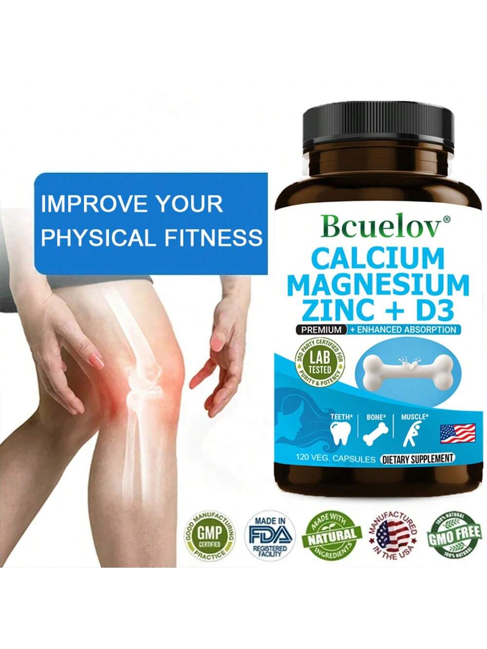 120 Capsules - With Calcium, Magnesium & Zinc, Support Energy Levels