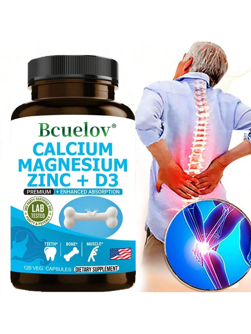 120 Capsules - With Calcium, Magnesium & Zinc, Support Energy Levels