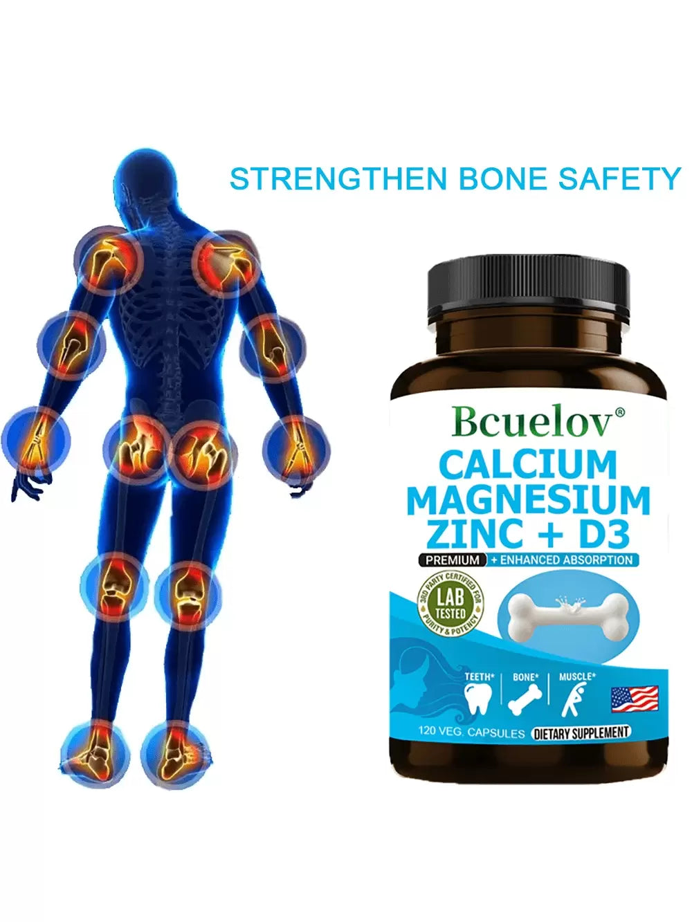 120 Capsules - With Calcium, Magnesium & Zinc, Support Energy Levels