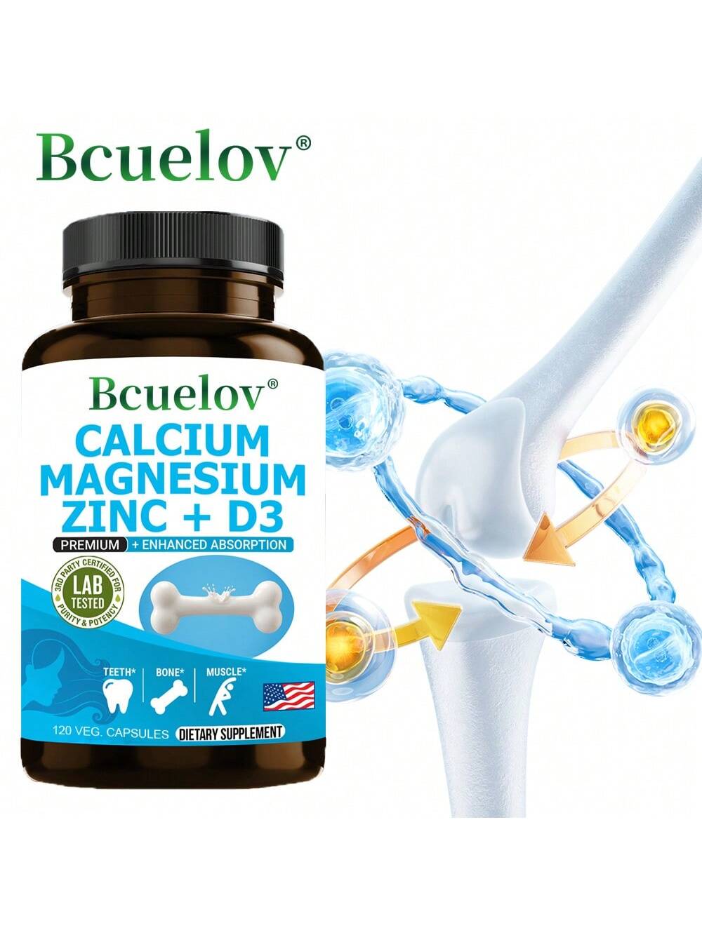 120 Capsules - With Calcium, Magnesium & Zinc, Support Energy Levels