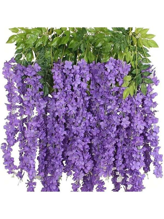24pcs Set Wisteria Flower Garland, 3.75ft Artificial Flower Vine, Faux Hanging Wisteria Silk Flower Wreath, For Wedding, Garden, Wall Decor