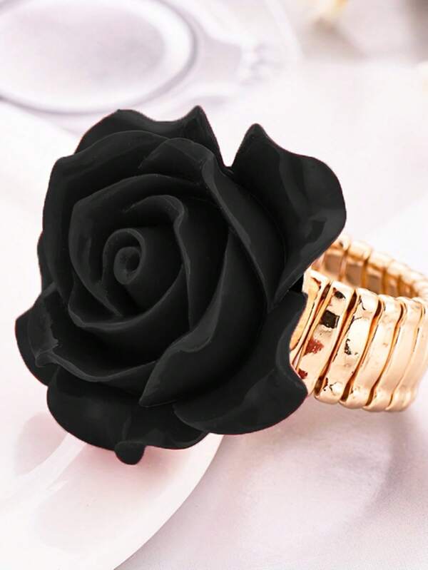 2 Pc Elegant multicolor Rose Flower Jewelry Ring
