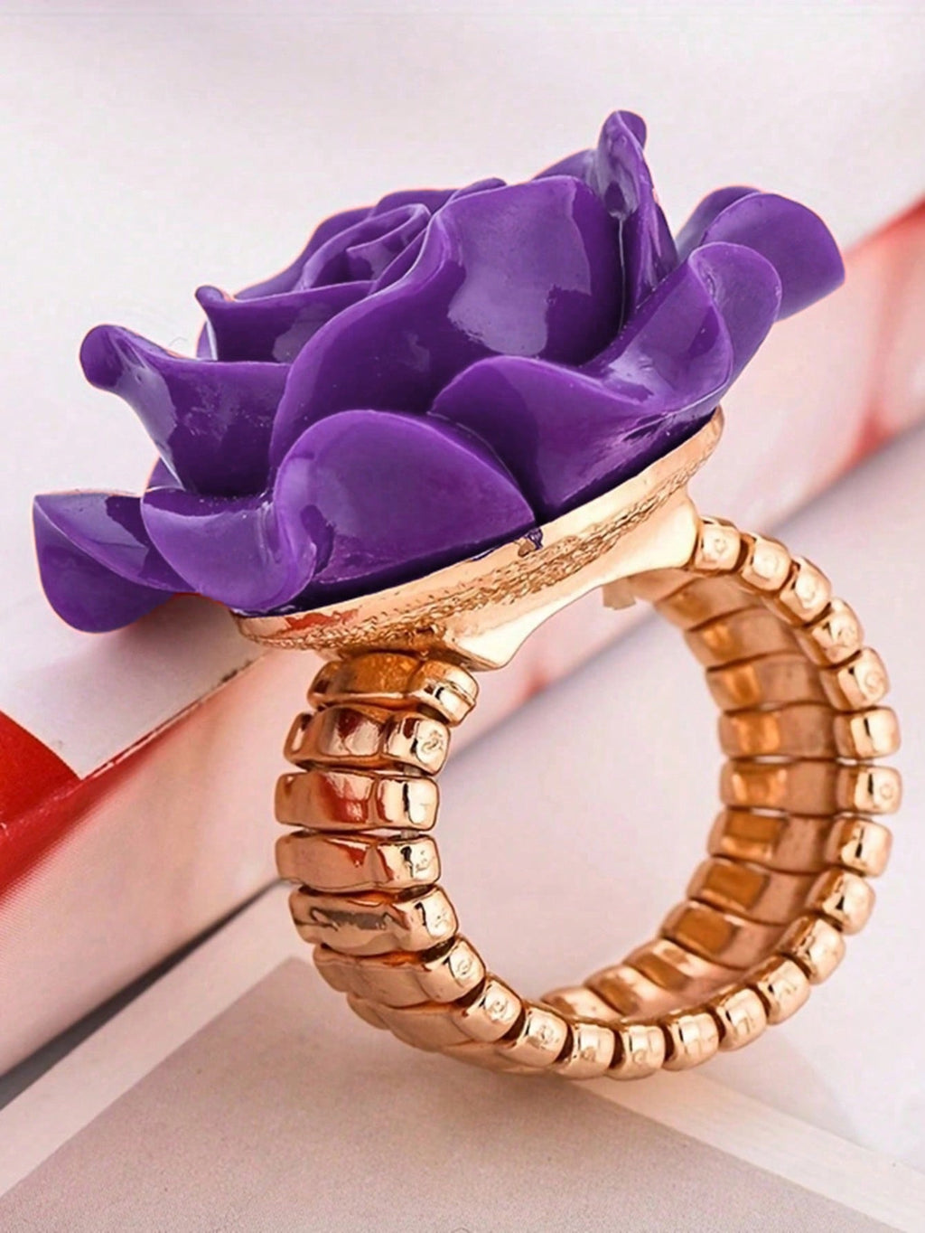 2 Pc Elegant multicolor Rose Flower Jewelry Ring