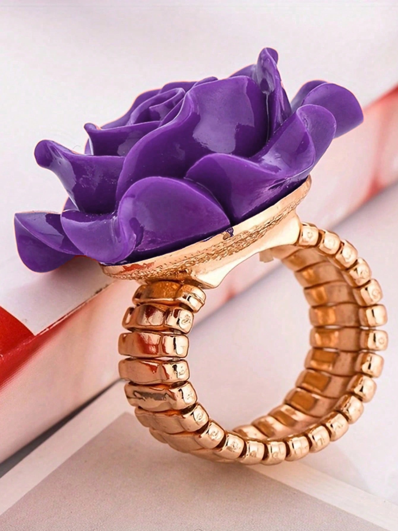 2 Pc Elegant multicolor Rose Flower Jewelry Ring