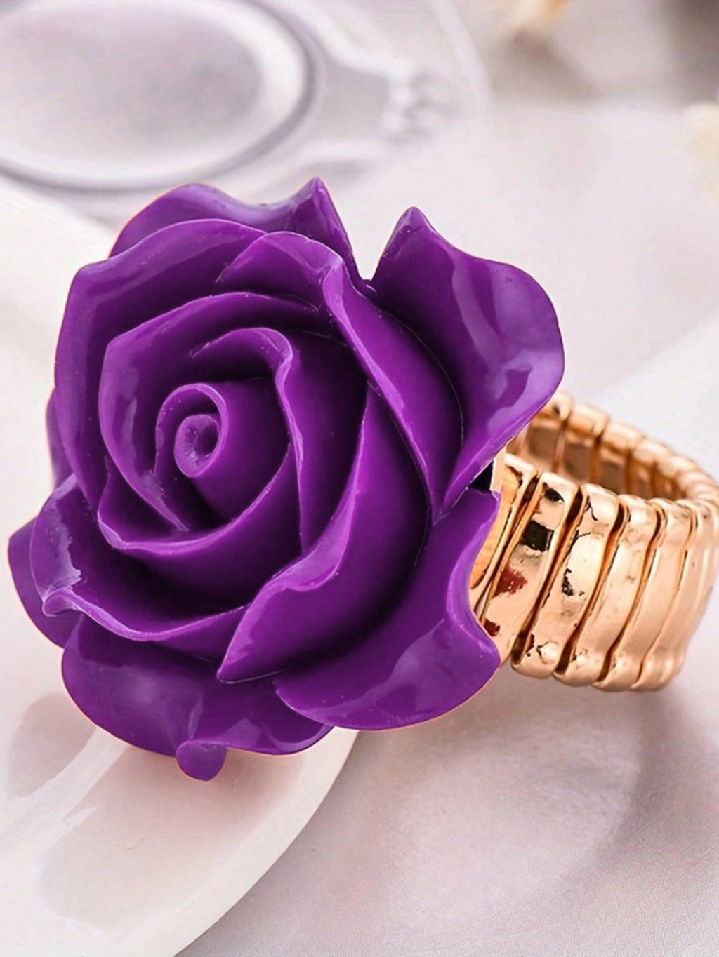 2 Pc Elegant multicolor Rose Flower Jewelry Ring