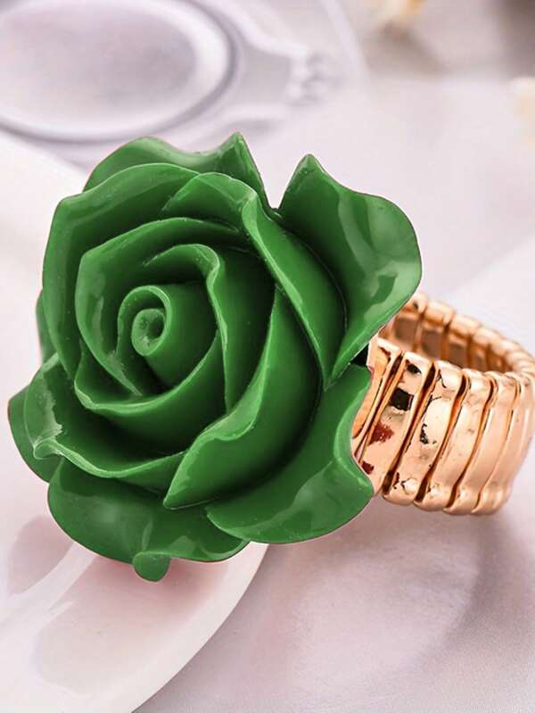2 Pc Elegant multicolor Rose Flower Jewelry Ring