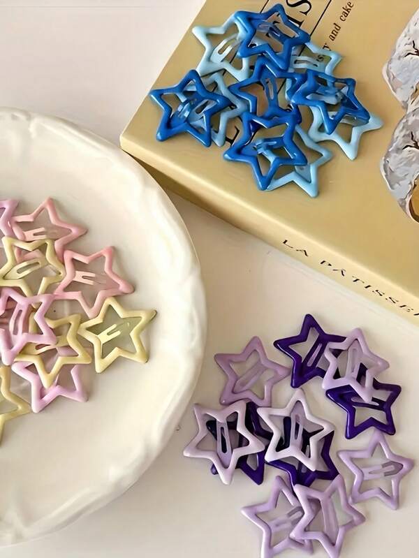 100 pcs  Cute Y2K Star-Shaped Snap Hair Clips, Star-Shaped