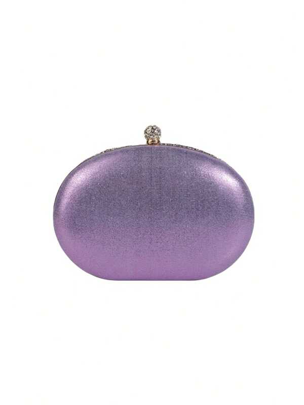 Purple Sparkling Diamond Sunflower Clutch Bag