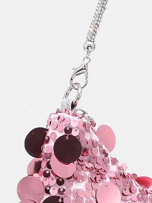 Sequin Decorated, Vacation Style Sequins Wrist Decor Zipper Bag