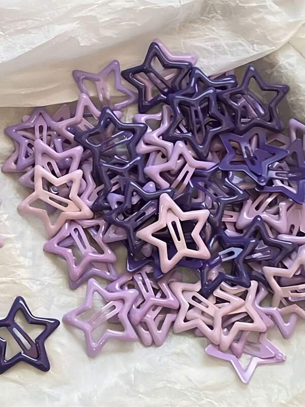 100 pcs  Cute Y2K Star-Shaped Snap Hair Clips, Star-Shaped