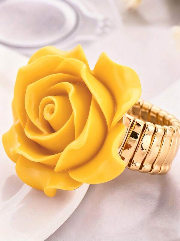 2 Pc Elegant multicolor Rose Flower Jewelry Ring