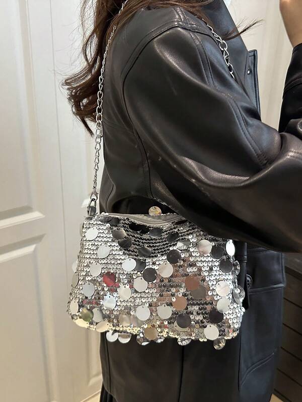 Sequin Shoulder Bag, Fashion Crossbody Bag, Evening Clutch Purse For Women
