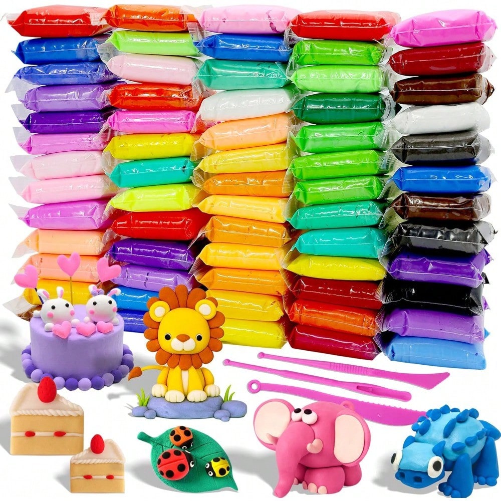 48 Colors Air Dry Clay Modeling Kit With 3 Sculpting Tools, DIY Magic Toy