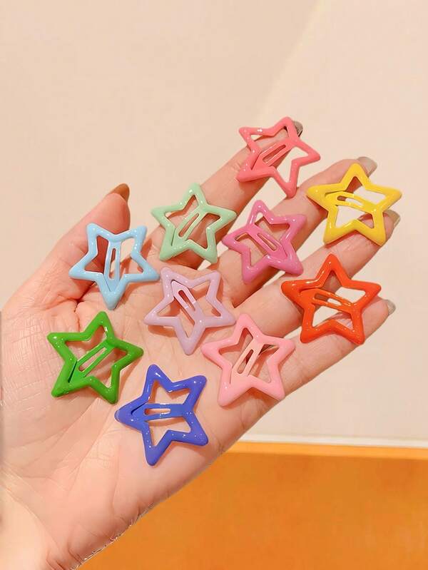 100 pcs  Cute Y2K Star-Shaped Snap Hair Clips, Star-Shaped