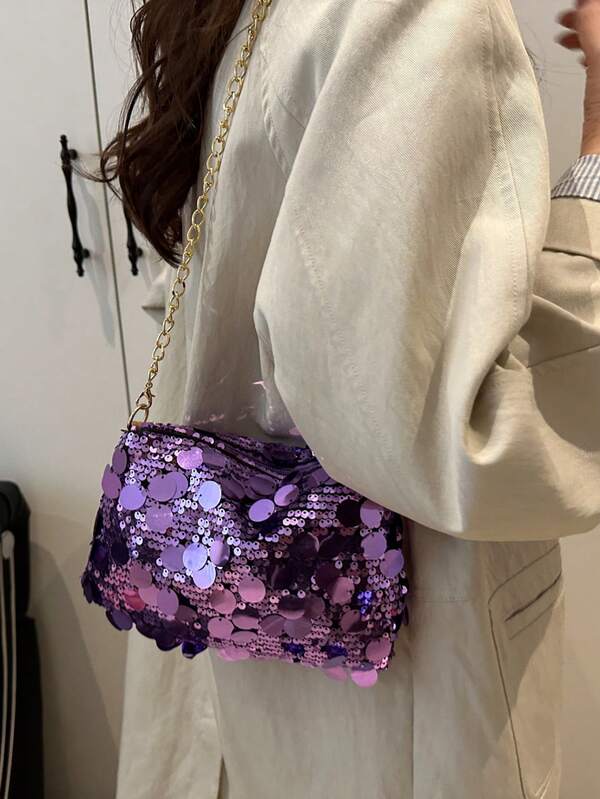 Sequin Shoulder Bag, Fashion Crossbody Bag, Evening Clutch Purse For Women
