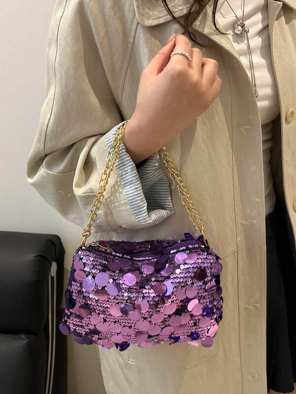 Sequin Shoulder Bag, Fashion Crossbody Bag, Evening Clutch Purse For Women