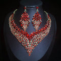 3 Pcs Set Luxury Exaggerated Crystal Necklace Earrings Jewelry Set
