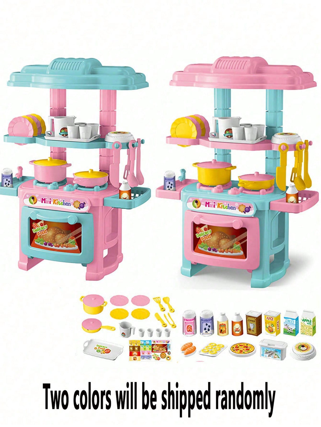 3-6 Years Old Kids Kitchen Playset, Suitable For Girls And Boys, Realistic Food And Accessories, Kitchen Toy Set