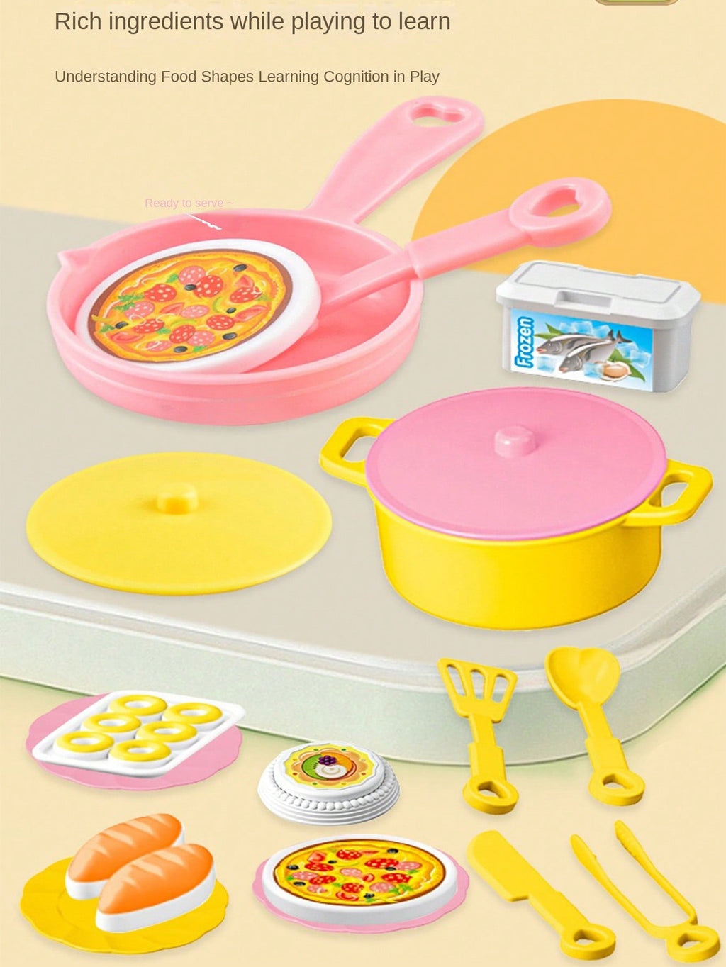 3-6 Years Old Kids Kitchen Playset, Suitable For Girls And Boys, Realistic Food And Accessories, Kitchen Toy Set