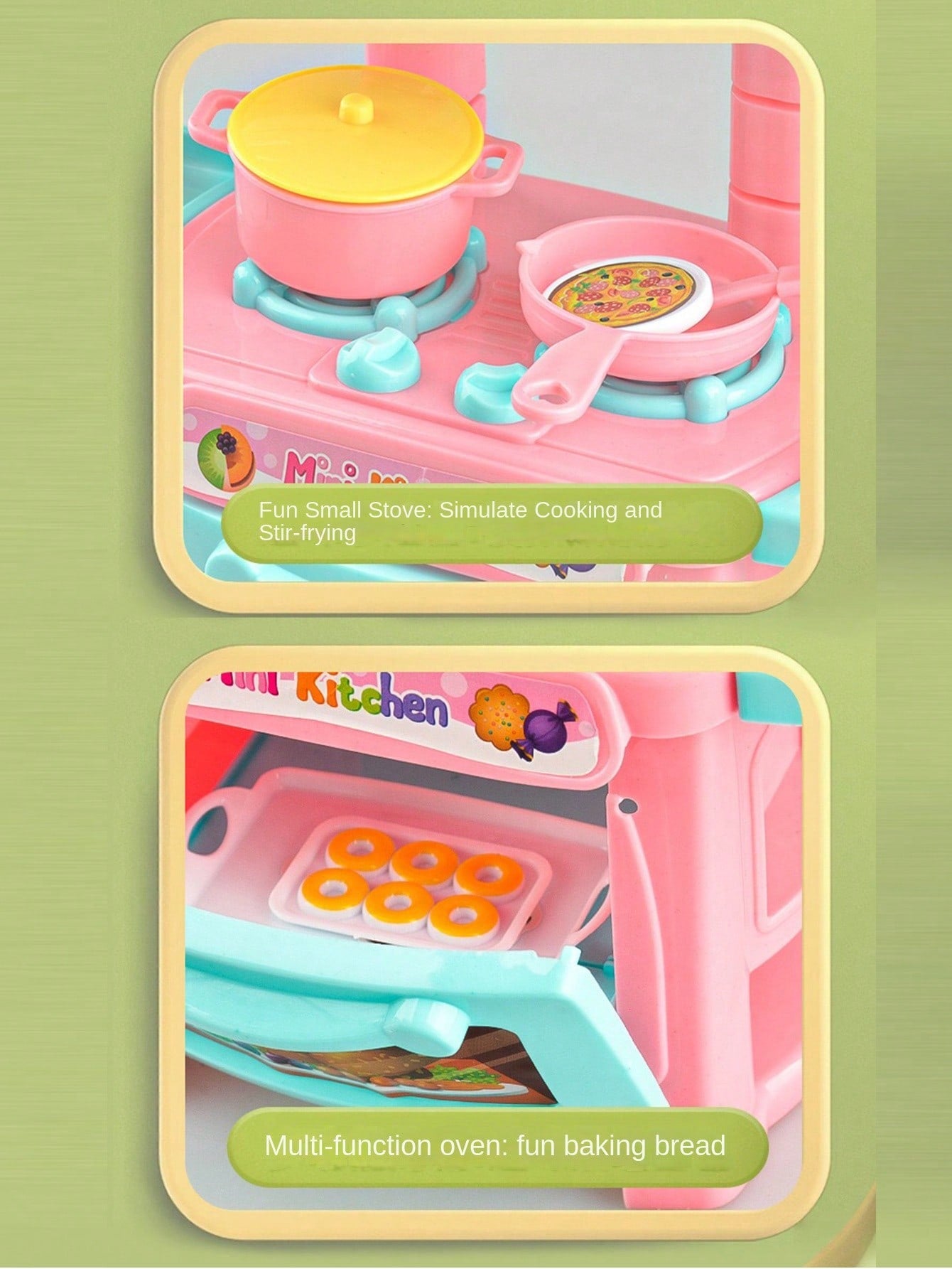 3-6 Years Old Kids Kitchen Playset, Suitable For Girls And Boys, Realistic Food And Accessories, Kitchen Toy Set