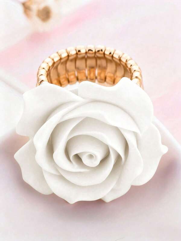 2 Pc Elegant multicolor Rose Flower Jewelry Ring