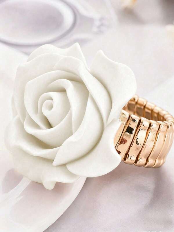 2 Pc Elegant multicolor Rose Flower Jewelry Ring