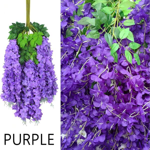 24pcs Set Wisteria Flower Garland, 3.75ft Artificial Flower Vine, Faux Hanging Wisteria Silk
