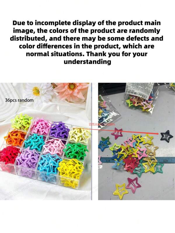 100 pcs  Cute Y2K Star-Shaped Snap Hair Clips, Star-Shaped
