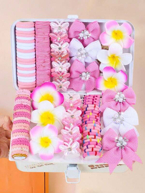 170 pcs Set Multicolor Beaded Bow Hair Accessories Set