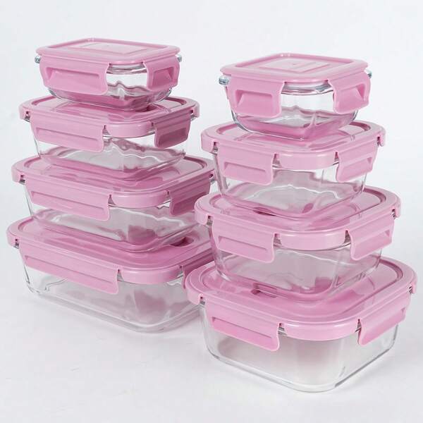 8pcs Lids 8pcs Containers Glass Food Storage Containers Set Lunch Box