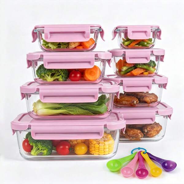 8pcs Lids 8pcs Containers Glass Food Storage Containers Set Lunch Box