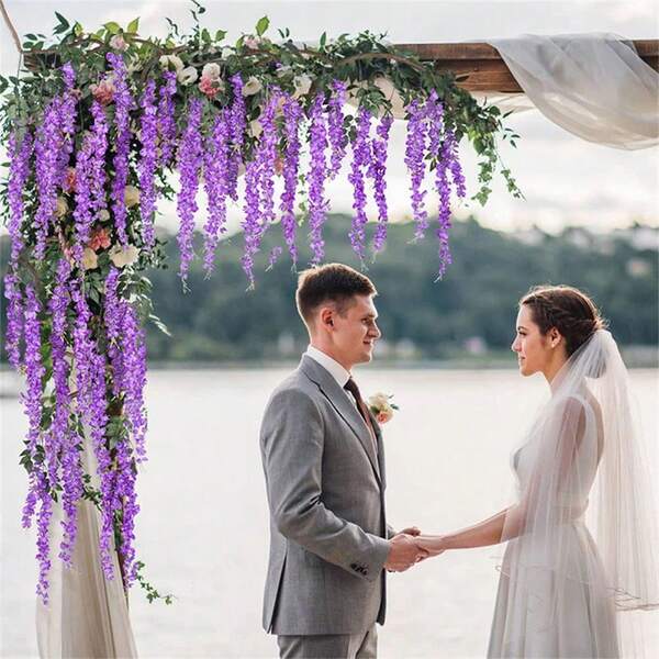 24pcs Set Wisteria Flower Garland, 3.75ft Artificial Flower Vine, Faux Hanging Wisteria Silk