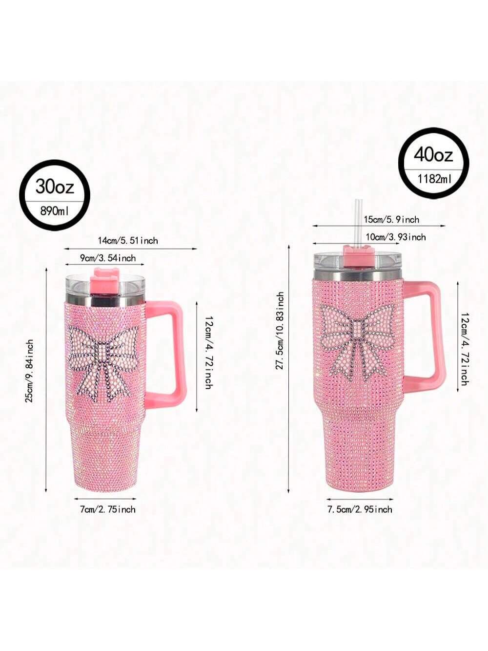 1pc 40oz/30oz Stainless Steel Car Cup With Diamond Sparkle Insulated Tumbler,