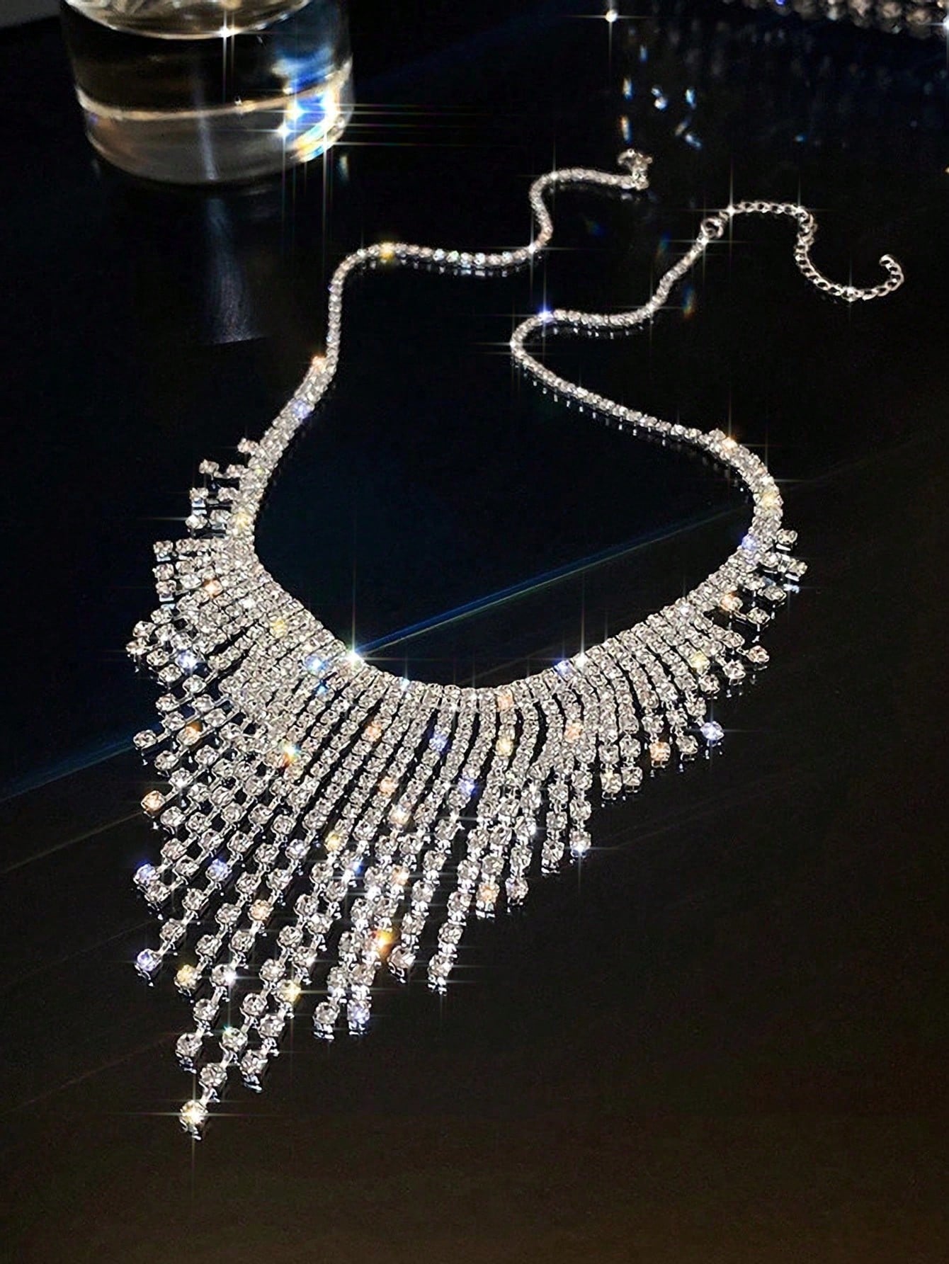European & American Fashion Exaggerated Personalized Rhinestone Tassel Necklace