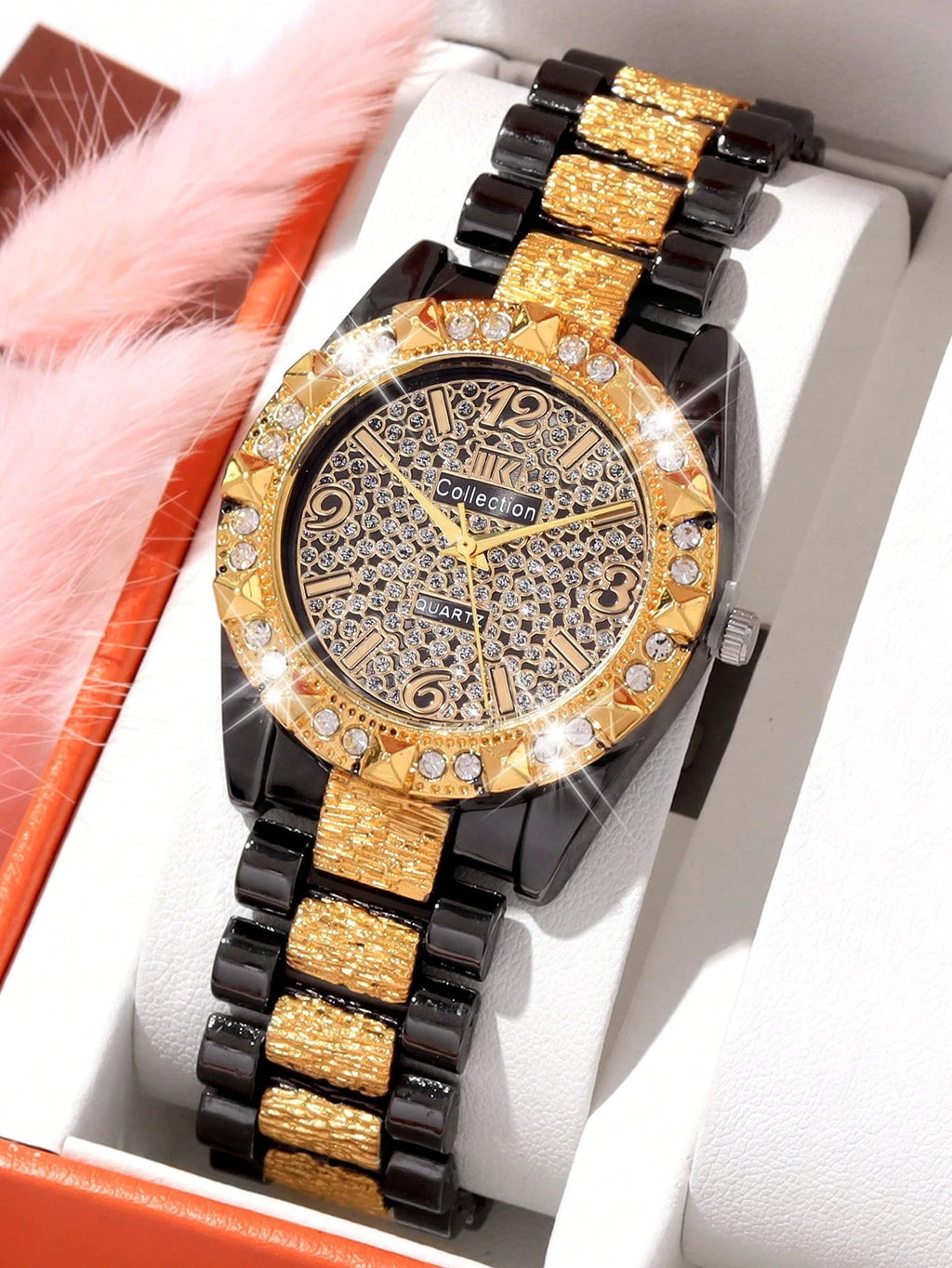 Luxury Golden & Black watch for women's