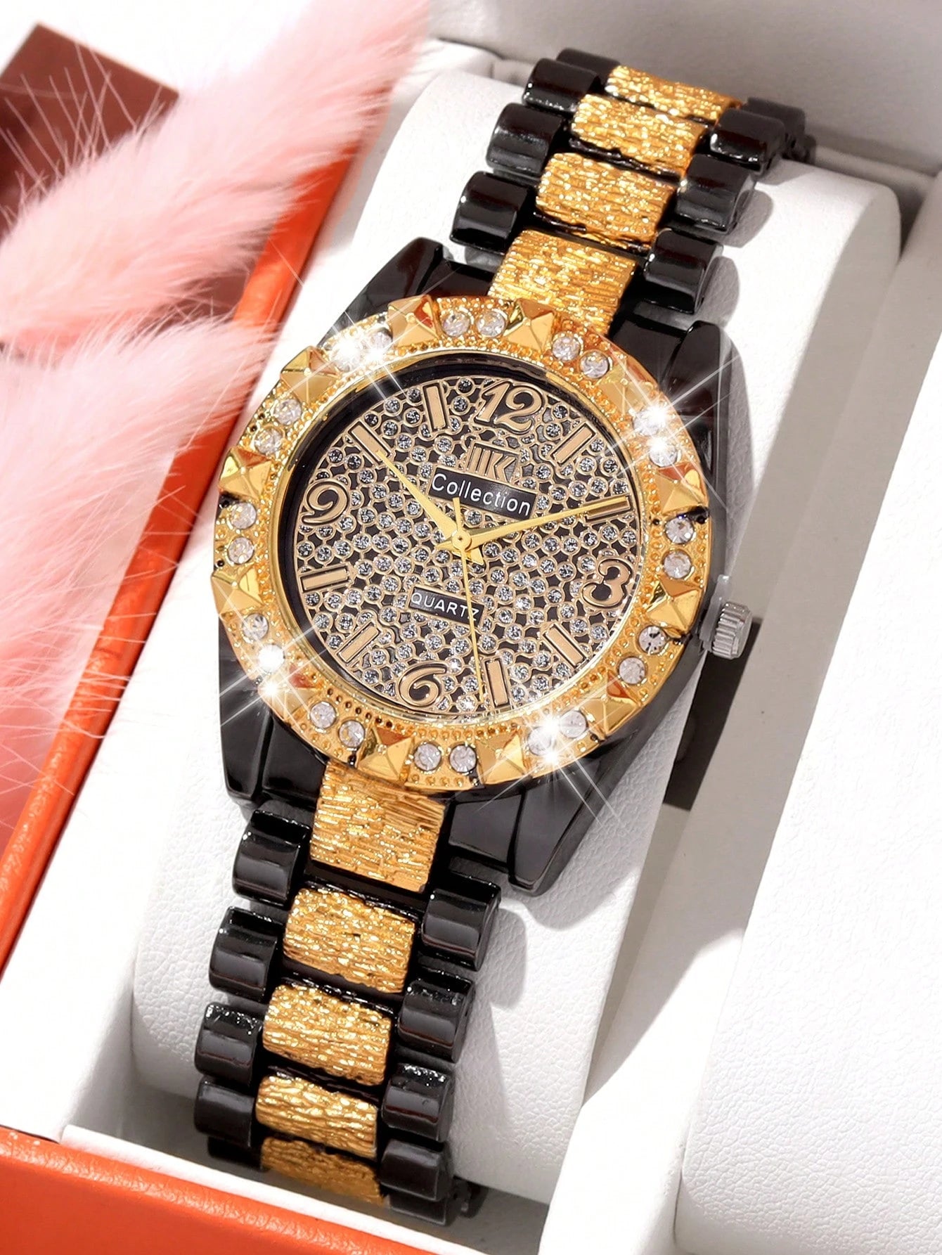 Luxury Golden & Black watch for women's