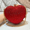 Red Heart Shape Rhinestone Handbag Design Wedding Clutch Evening Bags
