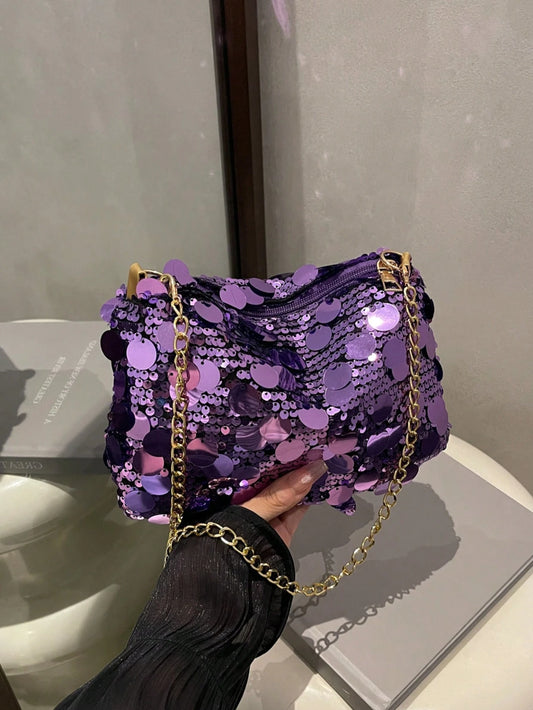 Sequin Shoulder Bag, Fashion Crossbody Bag, Evening Clutch Purse For Women