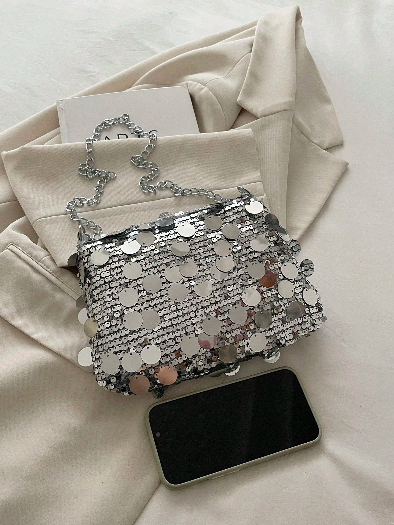 1pc Sequin Shoulder Bag, Fashion Crossbody Bag, Evening Clutch Purse For Women, Suitable For Party And Daily Use , Sequin