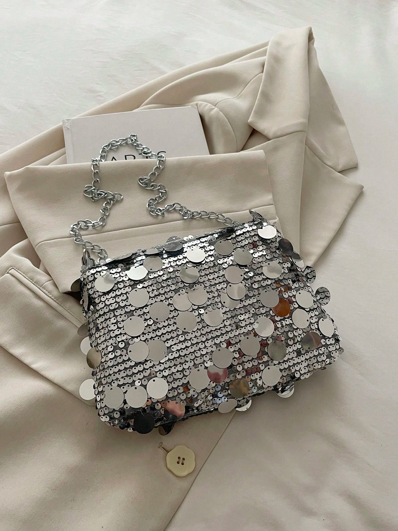 1pc Sequin Shoulder Bag, Fashion Crossbody Bag, Evening Clutch Purse For Women, Suitable For Party And Daily Use , Sequin