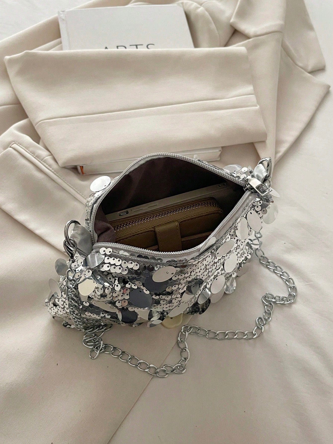 1pc Sequin Shoulder Bag, Fashion Crossbody Bag, Evening Clutch Purse For Women, Suitable For Party And Daily Use , Sequin