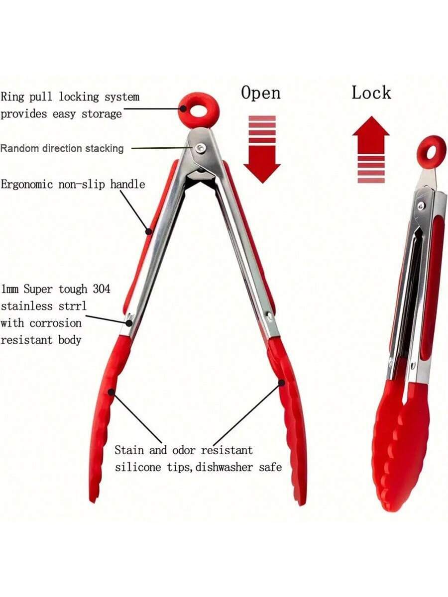 7 pc Small Kitchen Tongs, 7-Inch Mini Food Tongs, Heat Resistant