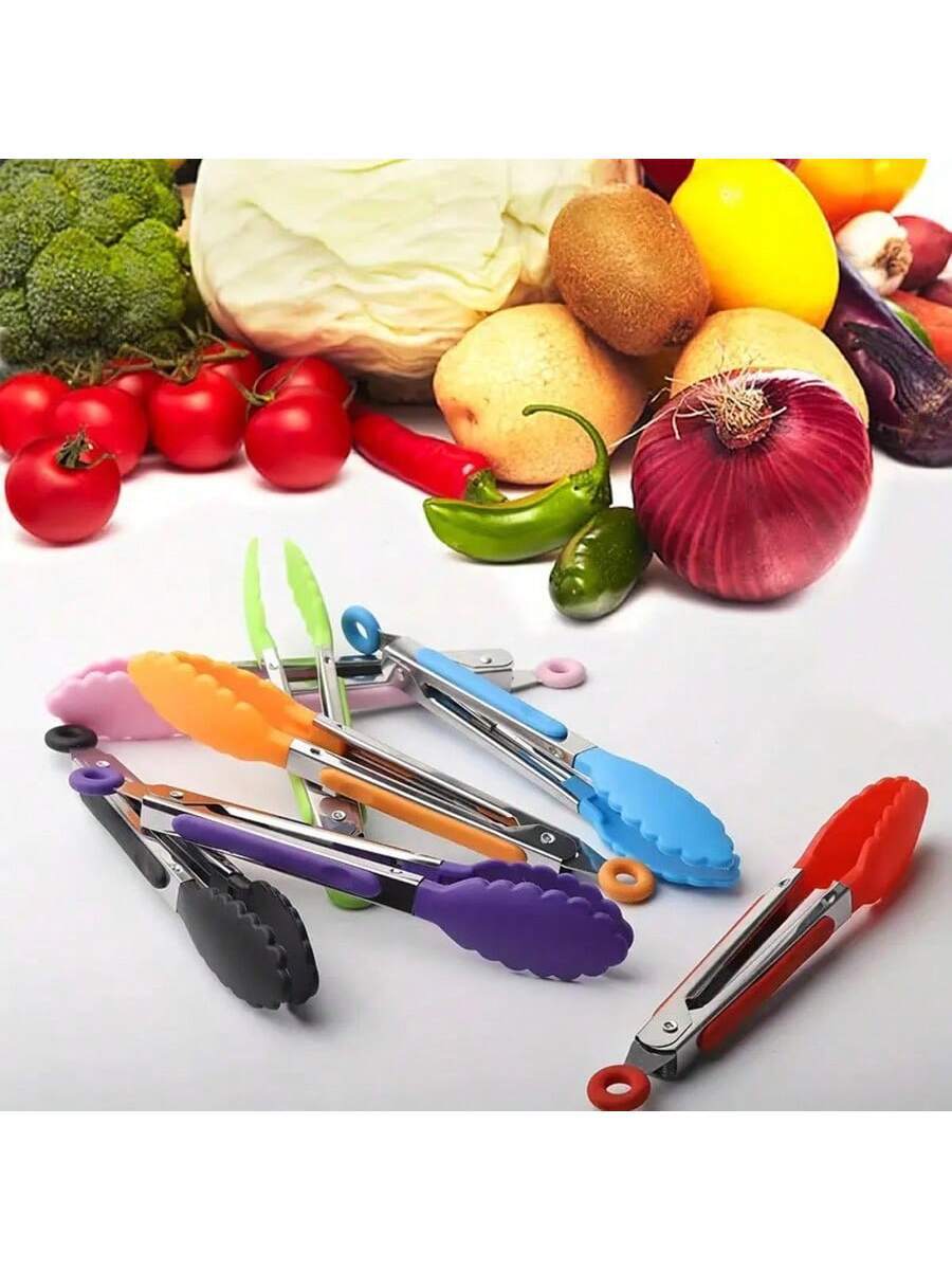 7 pc Small Kitchen Tongs, 7-Inch Mini Food Tongs, Heat Resistant