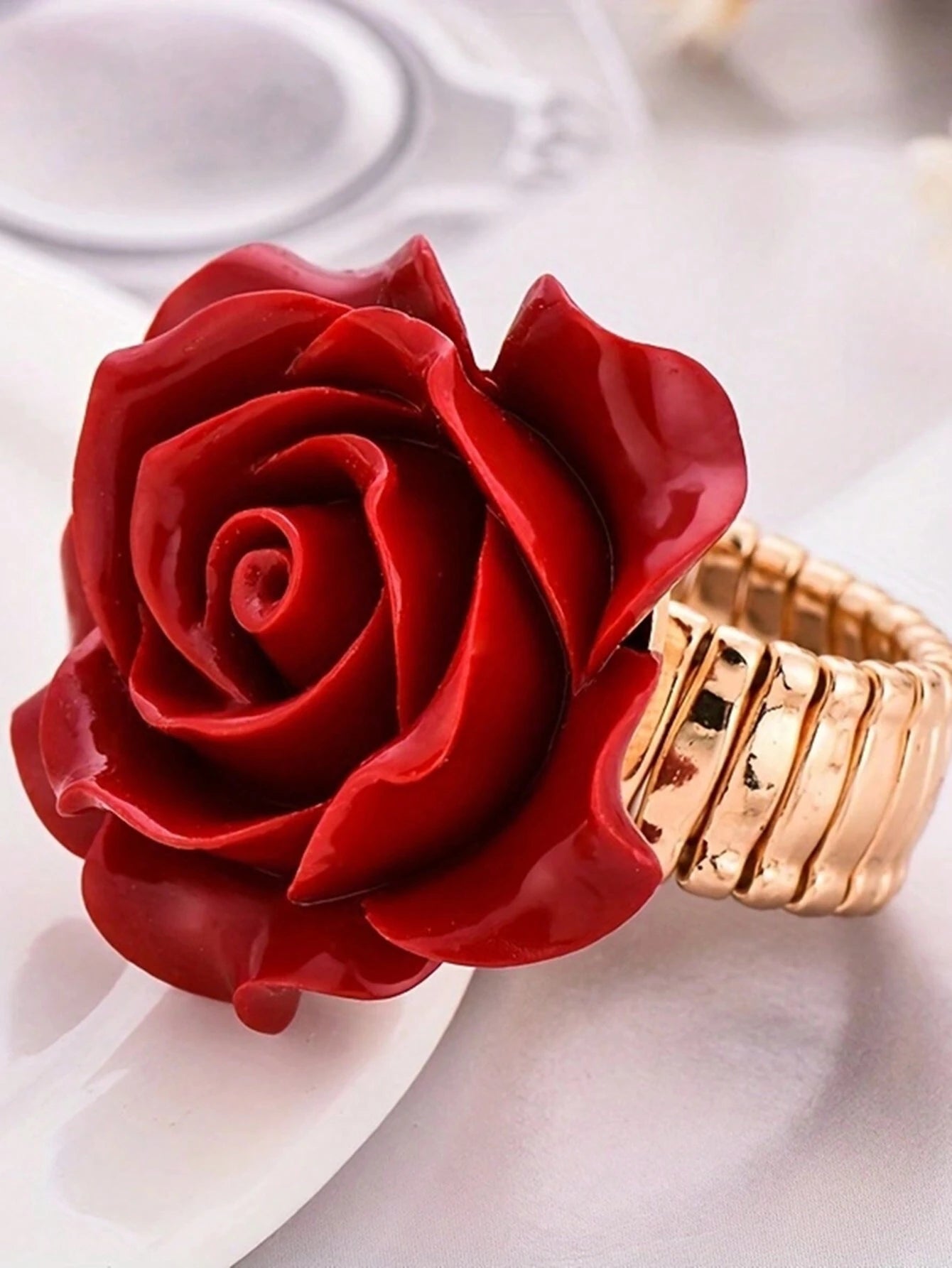 2 Pc Elegant multicolor Rose Flower Jewelry Ring