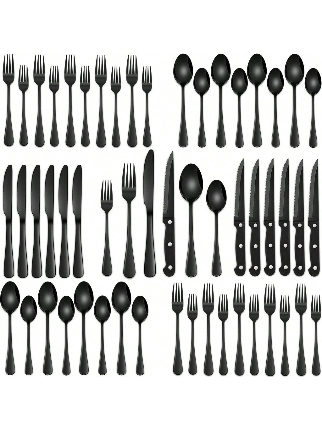 24 Pieces Stainless Steel Silverware Sets With Steak Knives Service For 8