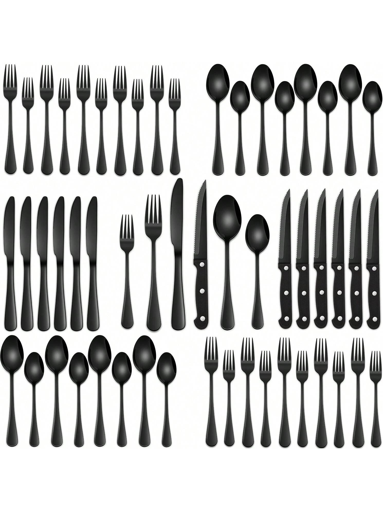 24 Pieces Stainless Steel Silverware Sets With Steak Knives Service For 8