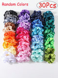 30pcs Random Color Satin Hair Ties, Suitable For Girls pony tails