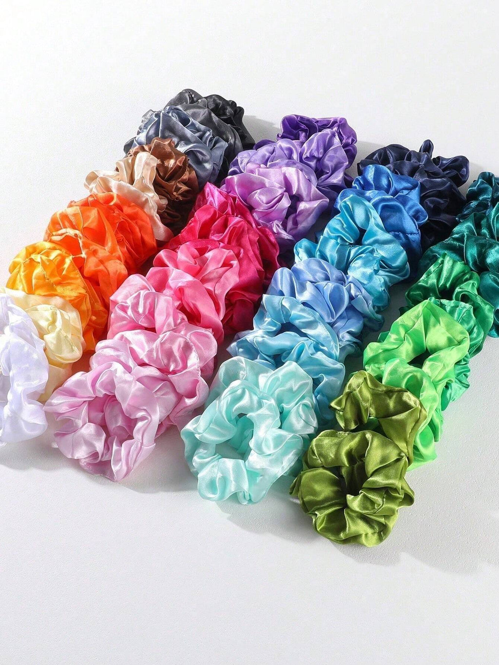 30pcs Random Color Satin Hair Ties, Suitable For Girls pony tails