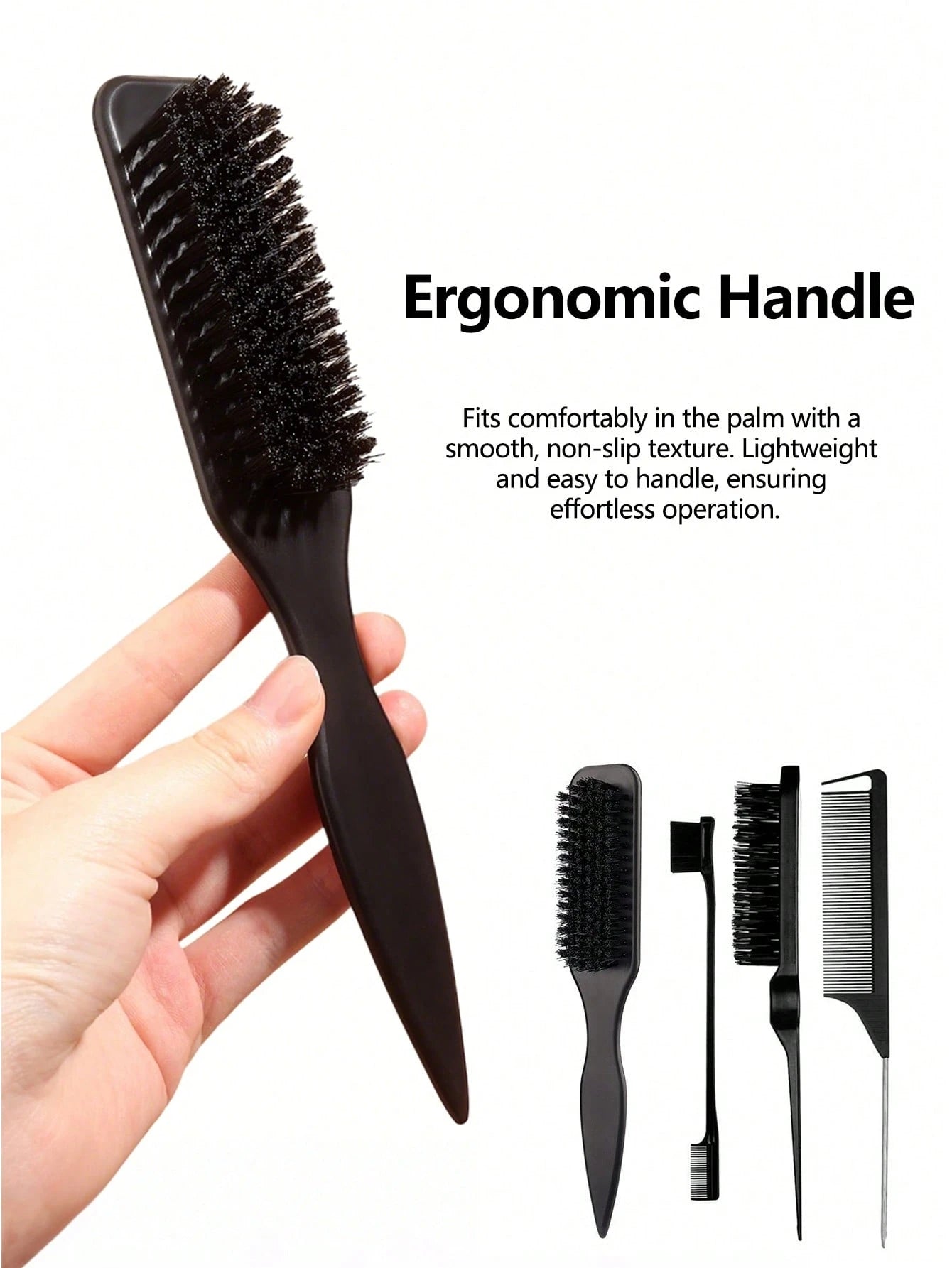 4PCS Professional Hair Styling Set, Leopard Print Brush & Pink